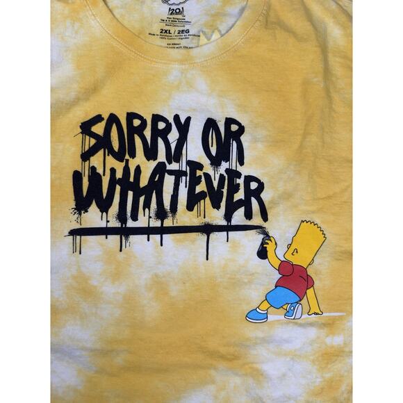 The Simpsons Bart Simpson Graffiti “Sorry or Whatever” Tie-Dye T-Shirt 2XL - Picture 3 of 7